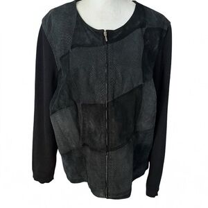 Bernardo Leather and wool blend zip up jacket size 3x black
